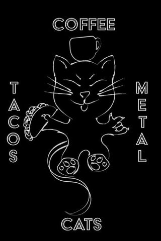 Cats Coffee Tacos Metal - Blank Sketchbook by Mantablast