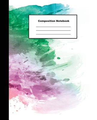 Composition Notebook: Watercolour Splatter in Rainbow Colour Wide Ruled Jotting Paper by Tom's Sunshine